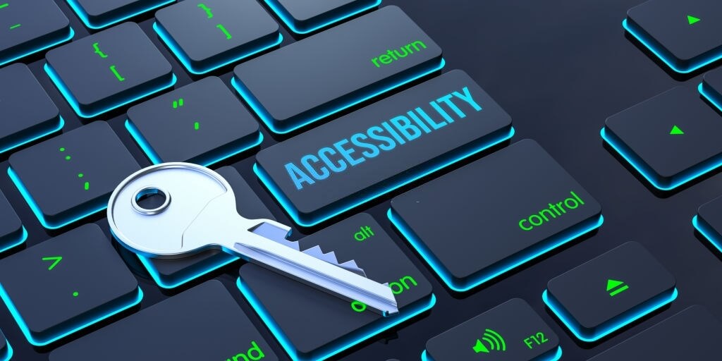 Key on a blue keyboard